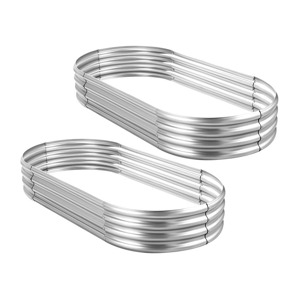 Land Guard 2Pcs Galvanized Raised Garden Bed Kit, Galvanized Planter Oval Large Metal Raised Garden Boxes Outdoor for Vegetablesâ¦