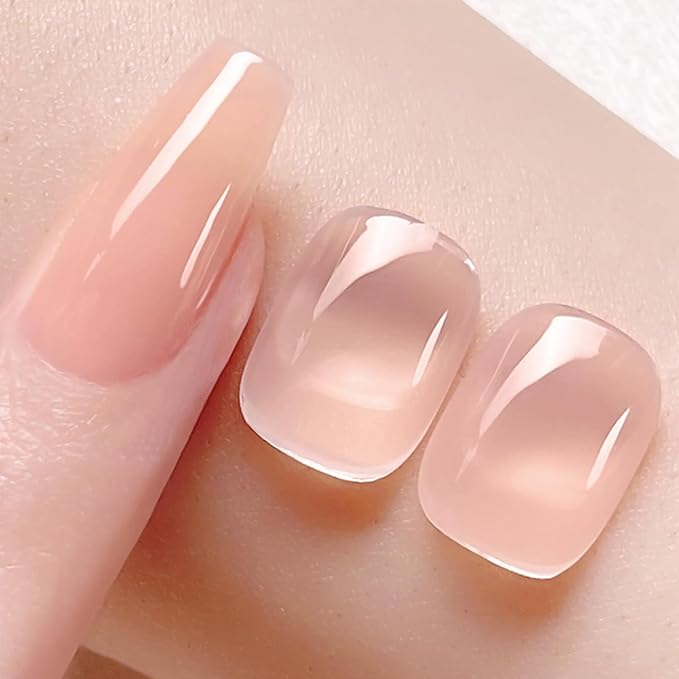 BORN PRETTY French Manicure Kit,Nail Stamper and 2Pcs Gel Nail Polish,Include Jelly Nude Light Pink White Colors for French Tip,U V Light Cure