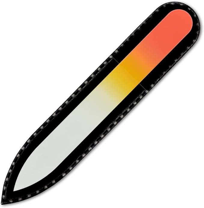 Mont Bleu Rainbow Crystal Nail File in Black Pouch - Small/Purse Size - Czech Tempered Glass - Handmade in Bohemia (Czech Republic)