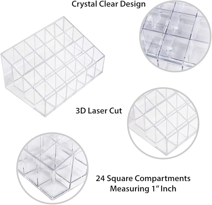 Super Z Outlet Transparent Cosmetic Makeup Organizer for Lipstick, Brushes, Bottles, and More - Clear Case Display Rack Holder