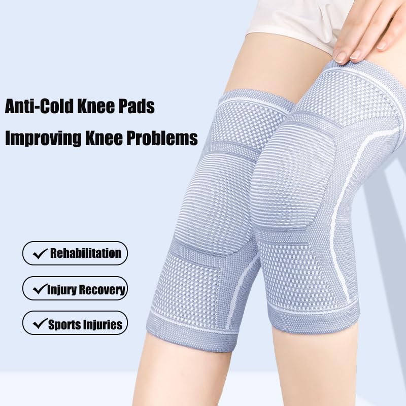 Compression Knee Sleeve for Men Women - Bamboo Charcoal Knee Brace for Sport Running (Gray, Medium)