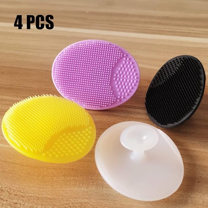Silicone Facial Cleansing Brush, Soft Face Brush, Blackhead Acne Pore Pad - Face Exfoliator & Deep Cleaning 4 Pack