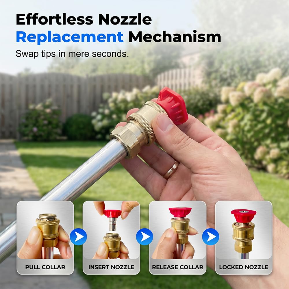 2026 Jet Nozzle Power Washer for Garden Hose, Pressure Washer Wand Attachment with High Pressure Hose Nozzle, Pressure Washers for Car Yard Patio Driveway Outdoor Cleaning (Black)