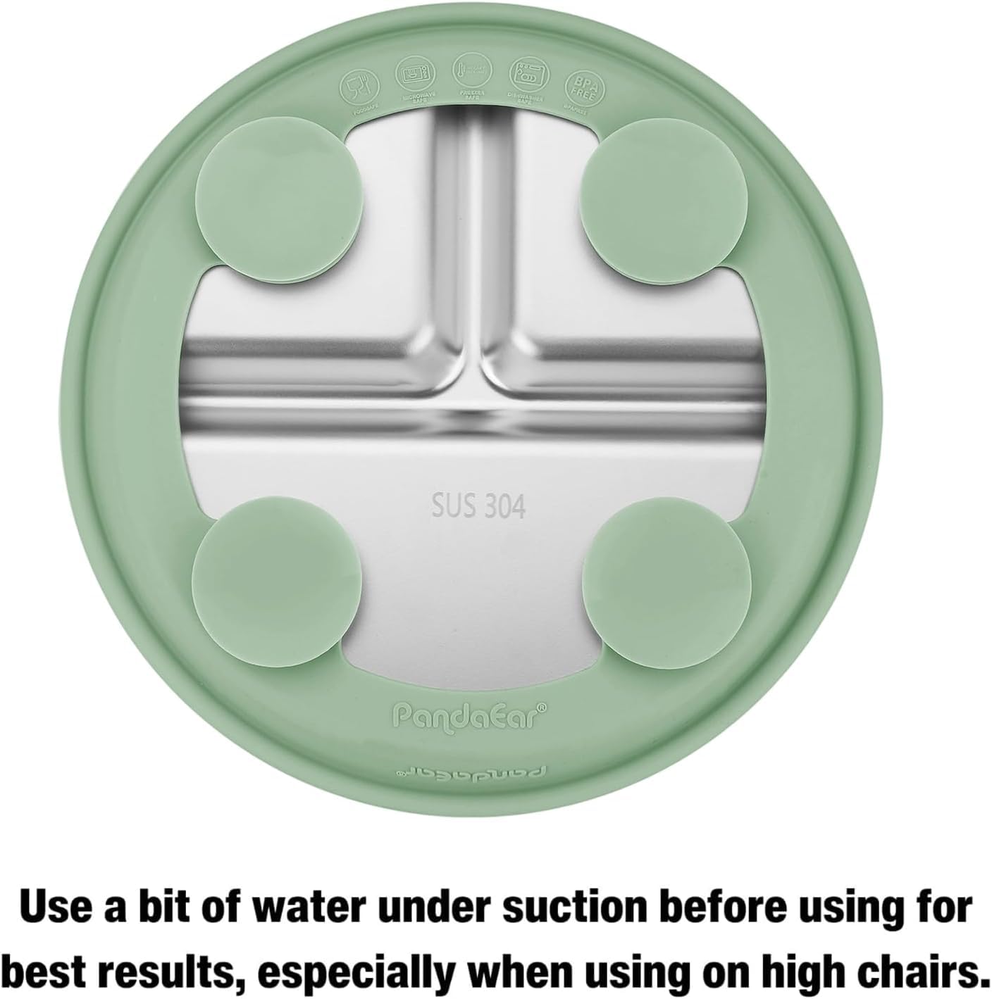 PandaEar 3 Pack Stainless Steel Baby Suction Plates, Divided Toddler Plate for Baby Led Weaning Supplies, Non-Slip Toddler Baby Feeding Set Dishwasher Safe (Blue/Green/Brown, With Lids)