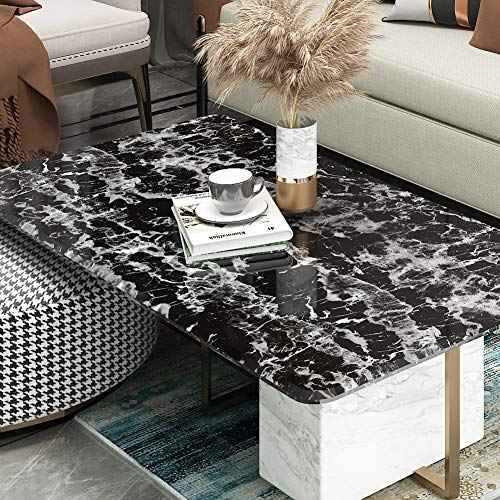 Livelynine Peel and Stick Countertop Contact Paper Waterproof Kitchen Countertop Paper Black Marble Wallpaper Bathroom Counter Top Vinyl Wrap Desk Table Cabinet Covers Removable Backsplash 15.8x78.8