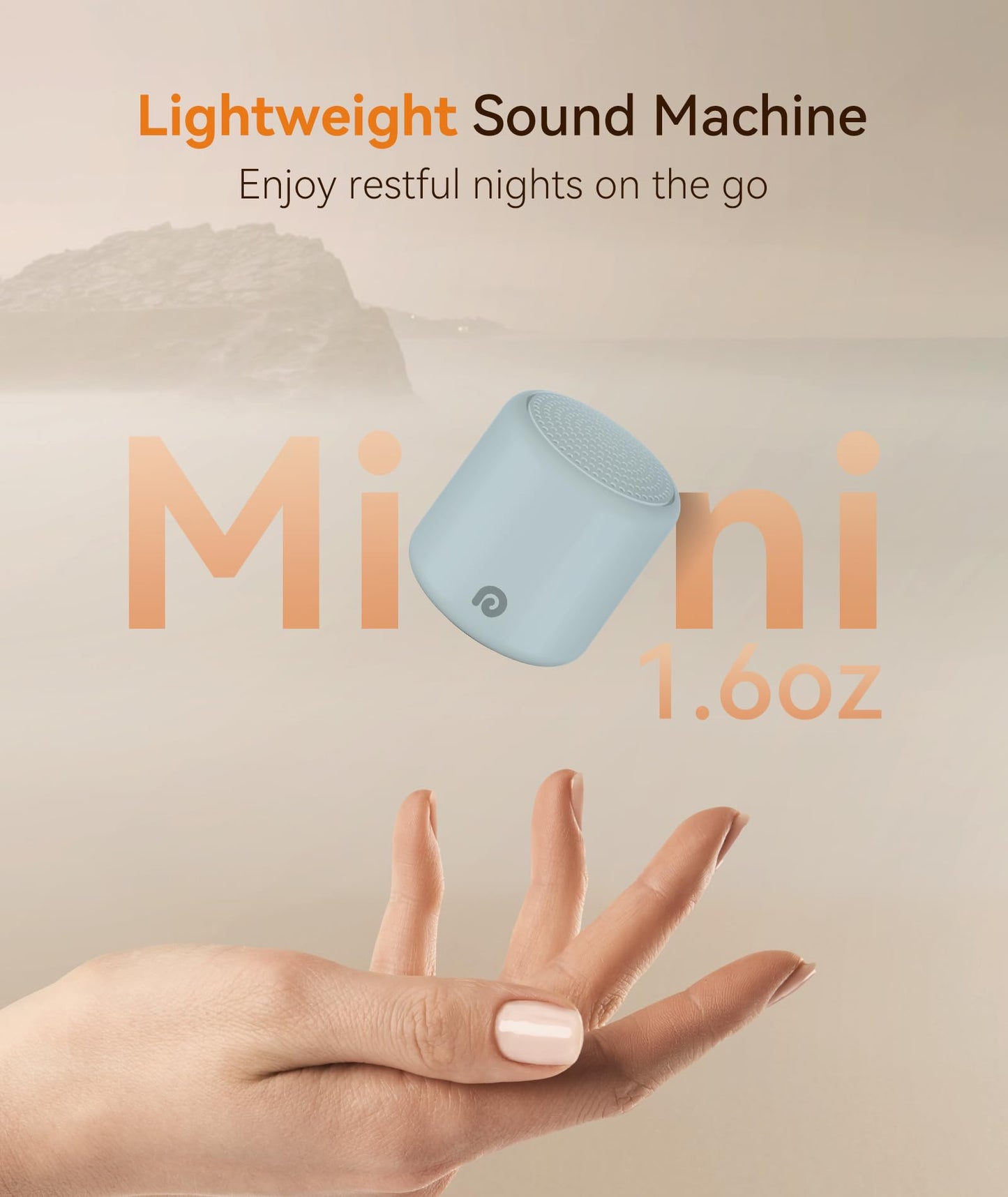 Dreamegg Portable White Noise Machine - Travel Sound Machine for Sleep, Features Powerful Battery, Egg-Sized, 16 Nature Sounds, Timer, Sound Machine for Baby Adults Office Privacy Home Gift (Ocean)