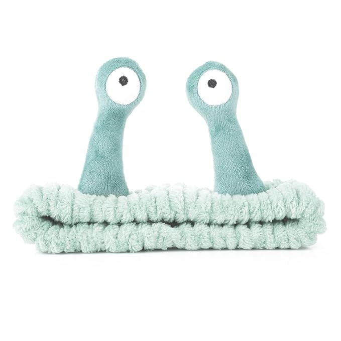 Face Wash Headband, Palm and Snail Spa Hair Bands Makeup Headbands Women Cartoon Cute Coral Fleece Elastic Headband Creative Hair Accessories for Washing Face Shower Sports (Light green)