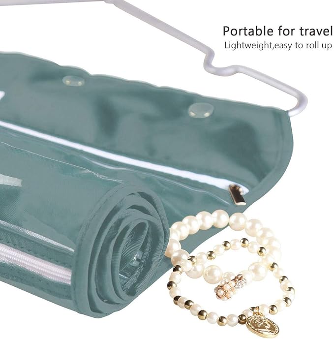 BB Brotrade Hanging Jewelry Organizer,Accessories Organizer,56 Zipper Pocket Organizer for Holding Jewelries (Grey-Zipper)