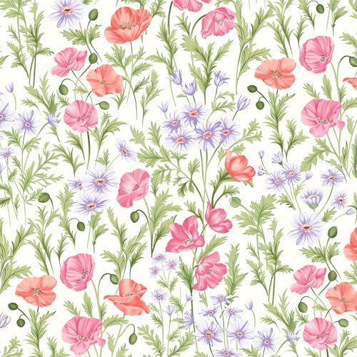 Peel and Stick Wallpaper for Home Decoration Kitchen Luxuriant Blossoms Wallpaper Removable Vinyl Self Adhesive Shelf Paper & Drawer Liner Roll House, Workshop & Office 17.3" x 118" SM-077-3