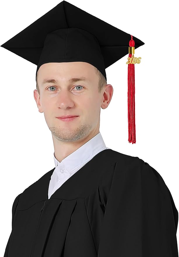 GraduatePro Matte Graduation Cap with 2026 Tassel for Adults High School and Bachelor Master 12 Colors