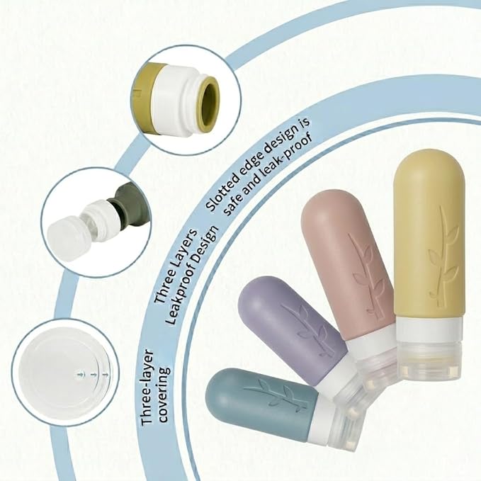 Travel Bottles Kit (16 Pack) - TSA Approved, Leak Proof Silicone Squeezable Containers for Toiletries. Complete Set with Jars, Sprayers & Bag (Light Purple)