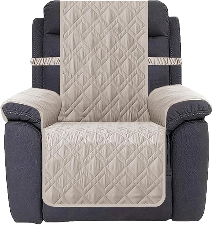 Ameritex Waterproof Nonslip Recliner Cover Stay in Place, Dog Chair Cover Furniture Protector, Ideal Recliner Slipcovers for Pets and Kids (Khaki, 30")