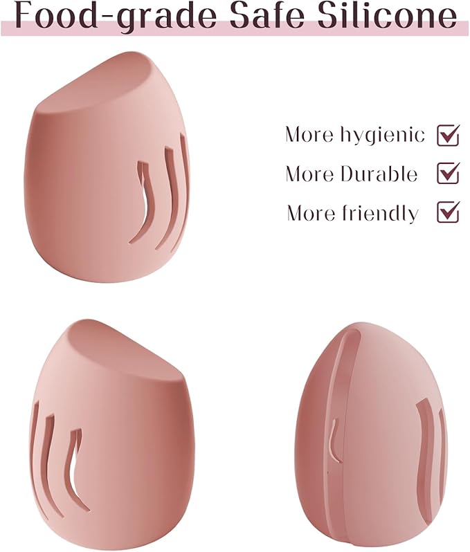 Silicone Makeup Sponge Holder,Double-Sided Breathable Makeup Sponge Case for Business, Travel or Daily,Fit All Sponges,Quick Drying,Easy to Carry (Pink)