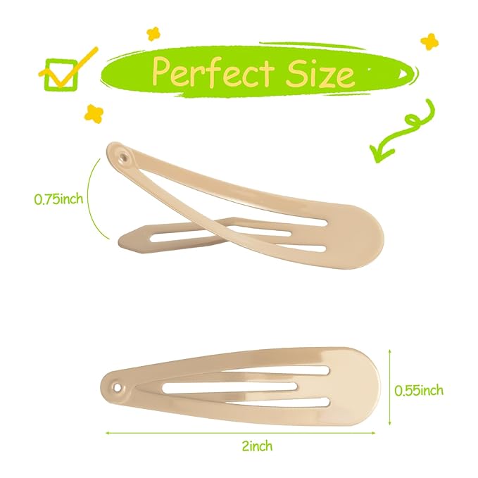 120pcs Taupe Metal Snap Hair Clips, 2 Inch Non-Slip Barrettes for Women Kids Teens, All-Day Hold Hair Accessories for Fine & Thick Hair (Taupe)