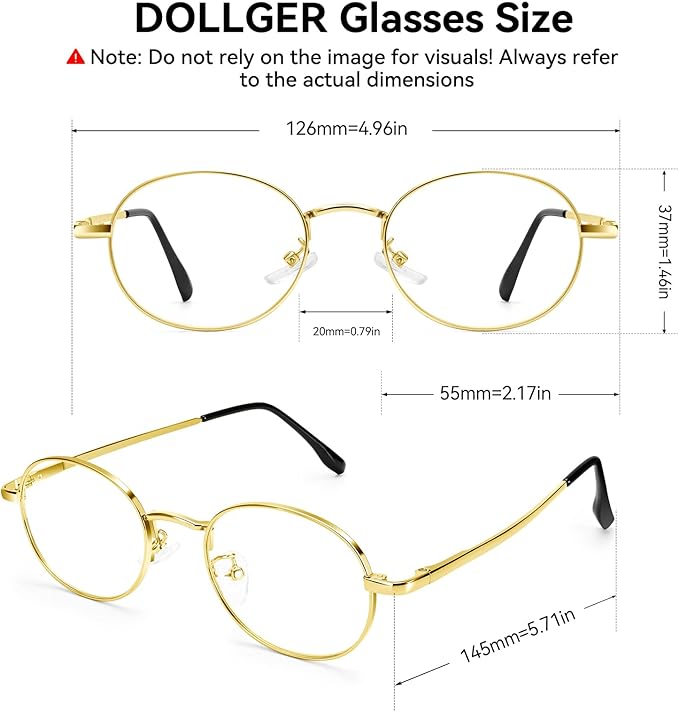 Dollger Oval Blue Light Glasses for Women Retro Anti Bluelight Blocker Glasses Men for Computer Small Metal Frame Eyeglasses