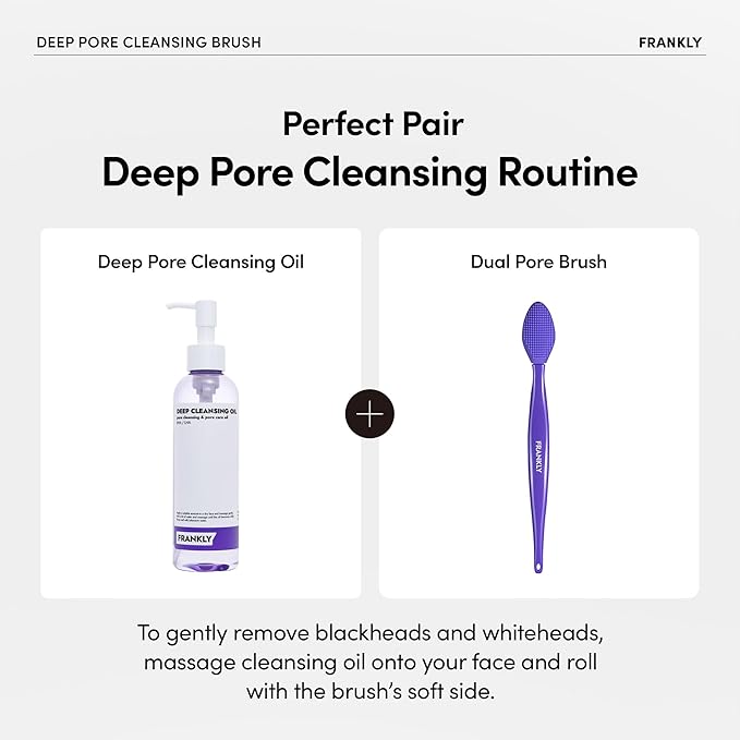 FRANKLY Pore Cleansing Silicone Face Brush | Gentle Facial Exfoliator & Blackhead Care | Deep Pore Cleanser & Massage Brush | Daily Skincare Tool for Smooth, Glowing Skin | Hygienic & Reusable