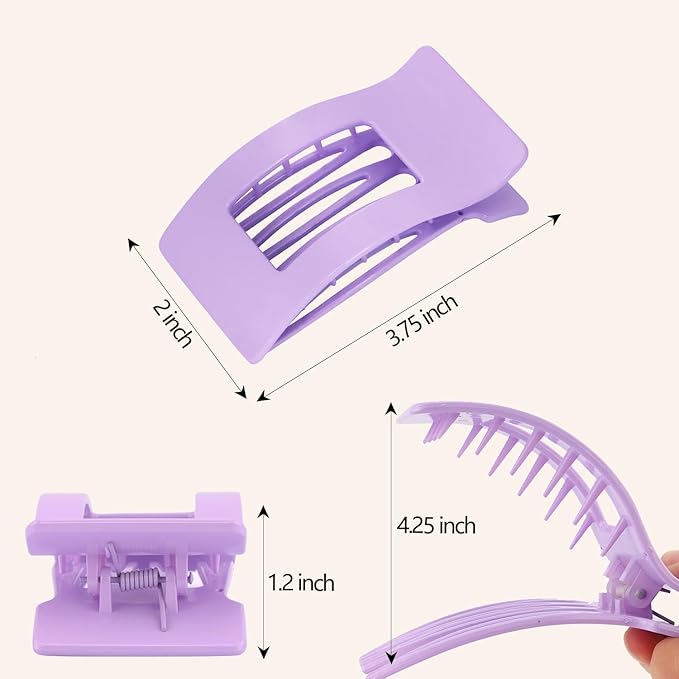Velscrun Flat Hair Clips for Women Girls, Pink Lay Flat Claw Clips, Strong Hold Large Side Hair Clip All Hair Types, French Duck Billed Non Slip Grip Daily Styling Hair Jaw Claw Clip