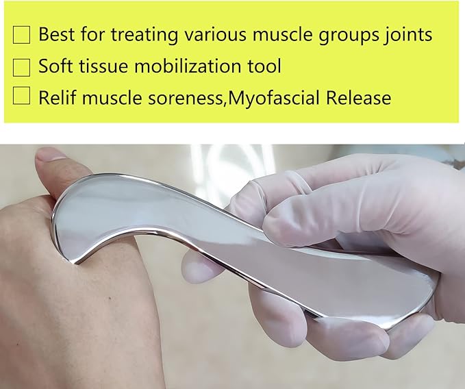 Stainless Steel Muscle Scraper Tool, Gua sha Scraping Massage Tool IASTM Tools Great Soft Tissue Mobilization Tool(S1)