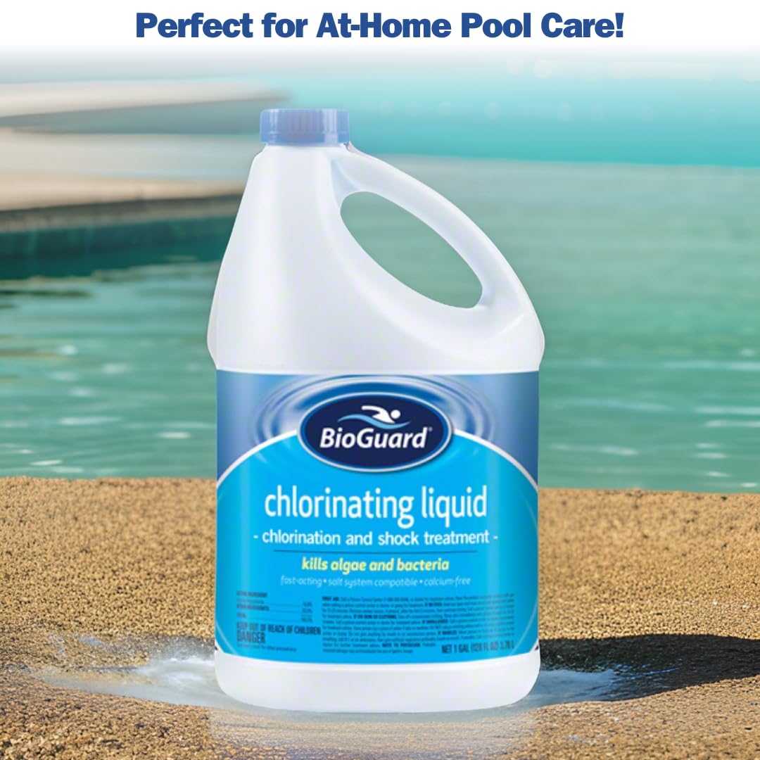 BioGuard Chlorinating Liquid (4-Pack) - Swimming Pool & Spa Liquid Shock Treatment - Raises Chlorine - 4 Gallons