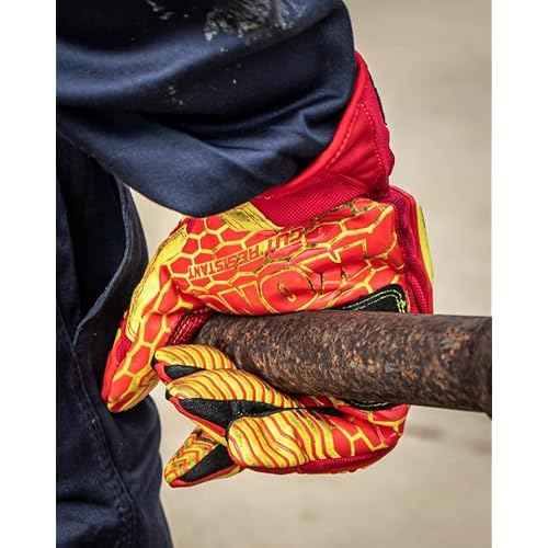 Ironclad mens Work Glove KONG RIGGER GRIP A5, Red/Yellow, Large US
