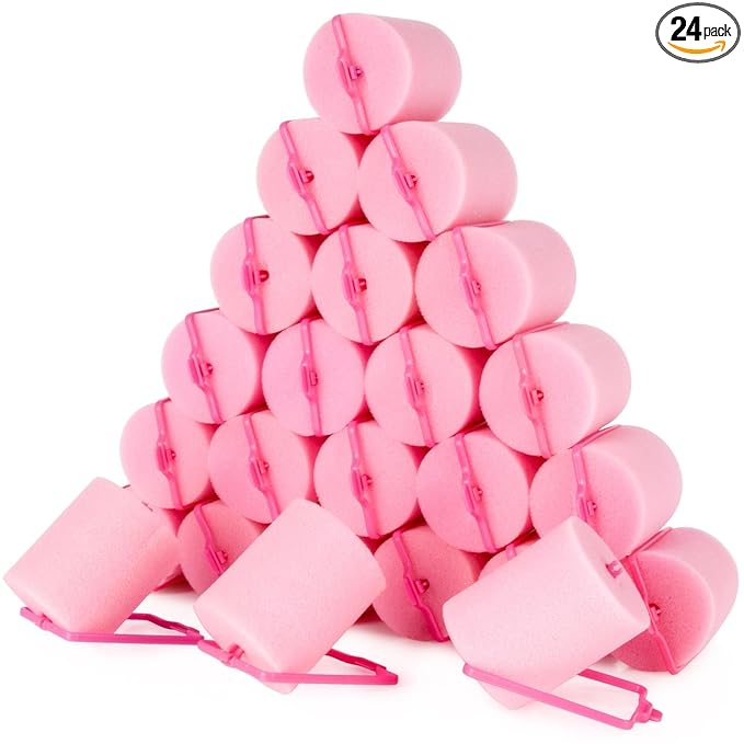 MAQIHAN 24PCS Foam Hair Rollers - 1.89 Inch Large Sponge Rollers for Heatless Hair Curler for Short/Long Hair Sleep rolos para cabello Jumbo Sponge Curlers Soft Sleeping Thin Curl Overnight rulos