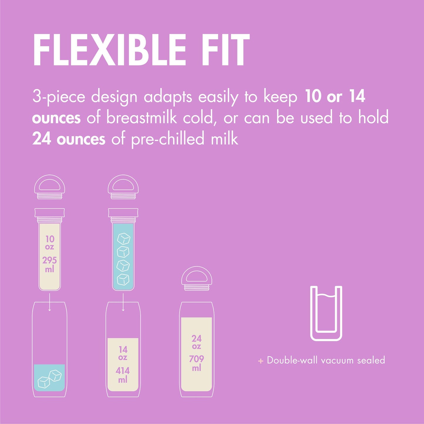 Boon Frosh Portable Breast Milk Chiller - Stainless Steel Cooler and Storage Container - Purple - Keeps Milk Cold for up to 17 Hours
