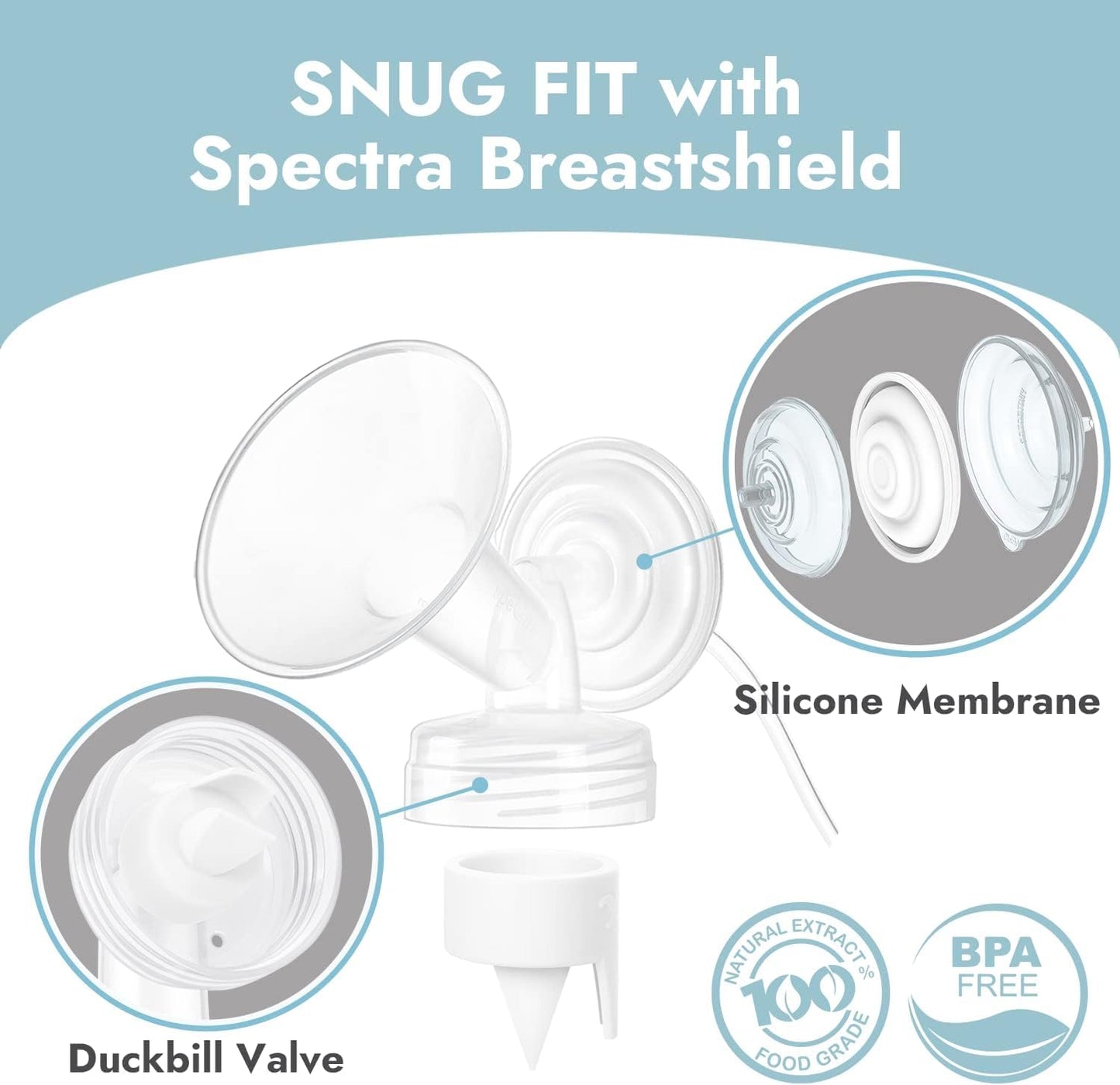 Papablic Duckbill Valves for Spectra S1 S2 9 Plus, Replaceable Valves for Spectra Duckbill Valves Compatible with Pump Parts, BPA/DEHP Free (White | 8* Valves + 4* Membranes)