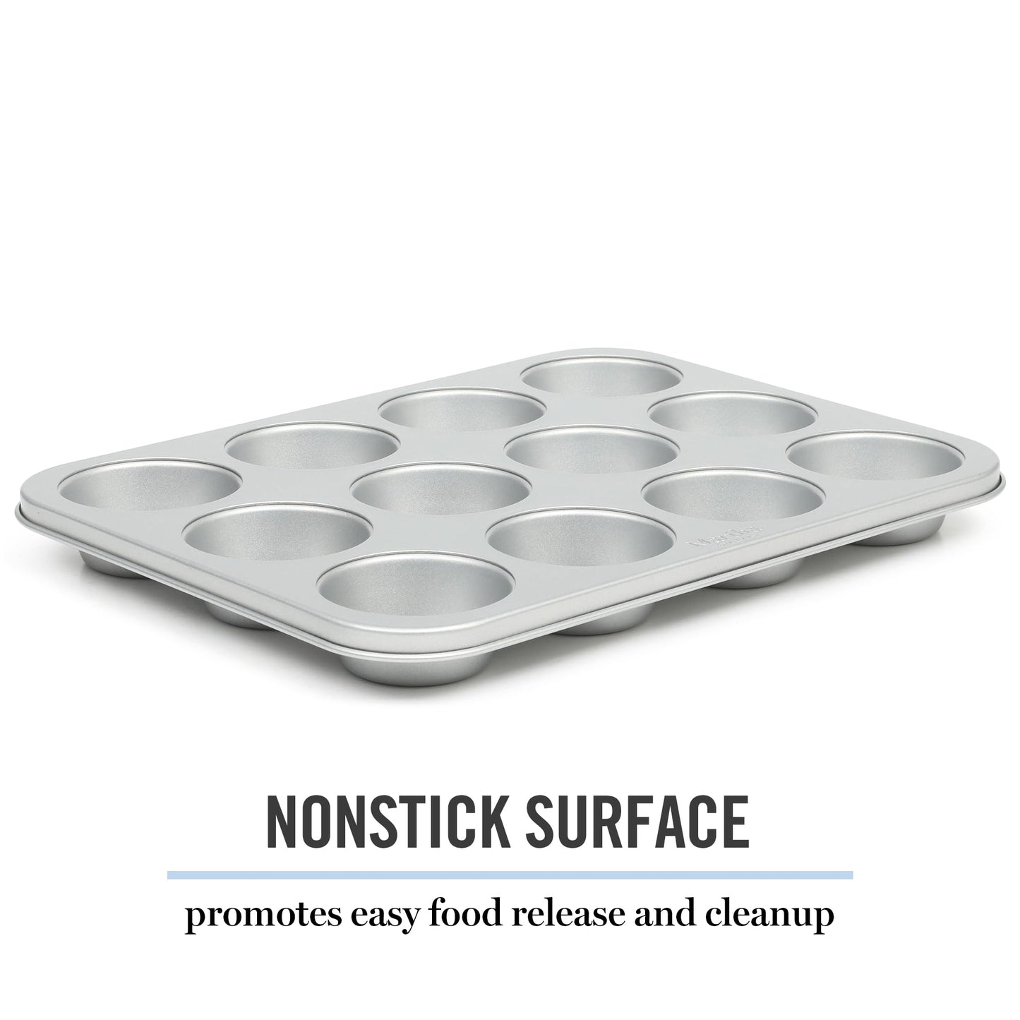 Martha Stewart Gallen 12 Cup Nonstick Carbon Steel Muffin/Cupcake Pan - Silver