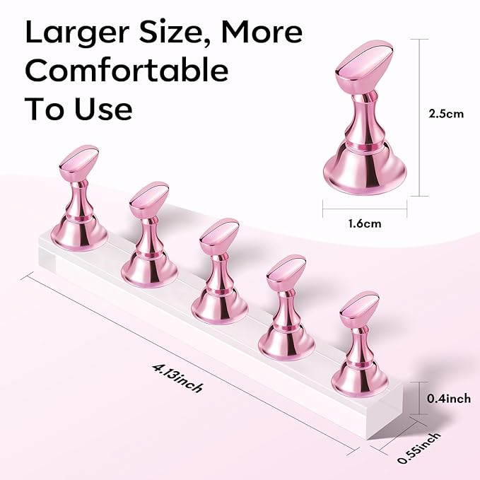 Makartt Nail Stand for Nails Art Display Practice Nail Holder for Painting Nails Stand for False Nail Press On Designs Magnetic Fake Nail Holder with 1M Double-sided Tape For Home DIY Salon Supplies