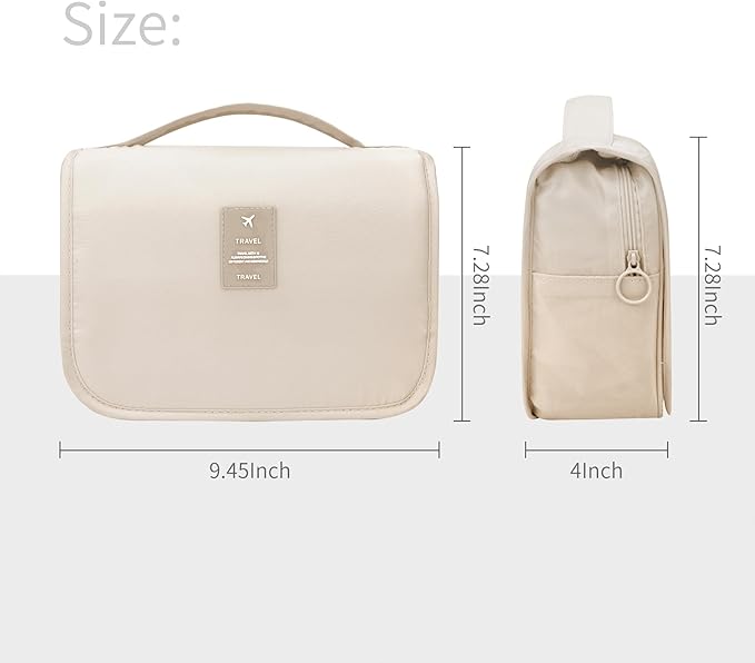 Large Capacity Toiletry Bag Travel Bag with Hanging Hook for Men and Women Waterproof Travel Cosmetic Bag Bathroom Storage Bag for Brushes Set, Full-Sized Shampoo,Accessories(White Cactus)