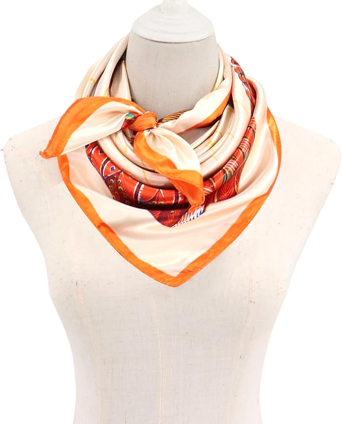 vimate 35" Square Silk Like Head Scarf - Women's Fashion Satin Scarf Bandana for Hair Wrapping at Night.