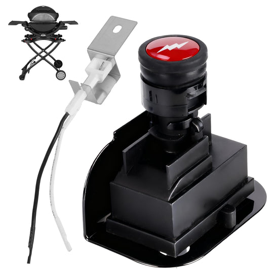 DcYourHome 64868 Grill Igniter Kit for Weber Q1200 Q2200 Series Grill Parts(2014+), Electronic 2-Outlet Ignition Kit for Weber 51010001 51200001, Push Button Ignition Starter Kit with Spark Generator