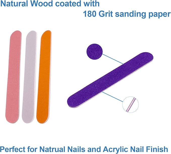 Mini Nail Files Bulk (400 Pcs), Double Sided Emery Board Nail File for Nature Nails, Manicure Tool Set Disposable Colorful Nail File for Home Salon Use Travel Size Men Women Kids Wood Board