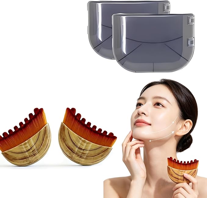 Lymphatic Contour Face Brush, Super Soft Manual Drainage Massager for Sculpting, Facial Cleansing, with Portable Case