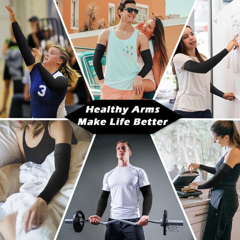 Ailaka Medical Compression Arm Sleeves for Men Women - 20-30 mmHg Lymphedema Compression Sleeves Support for Arms Pain
