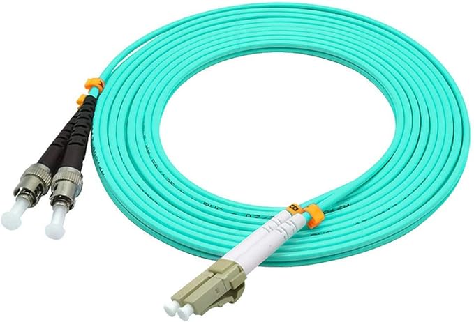 Jeirdus 15Meters 49ft LC to ST Duplex 50/125 10G OM3 Multi-Mode Fiber Optic Cable Jumper Optical Patch Cord LC-ST