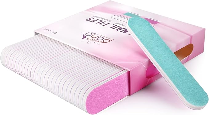 25PCS Mini Size PANA Professional Double Sided Nail Files - Pink&Teal, 80/80 Grit - Emery Board Nail Buffering File Manicure Pedicure Nail Polisher Washable