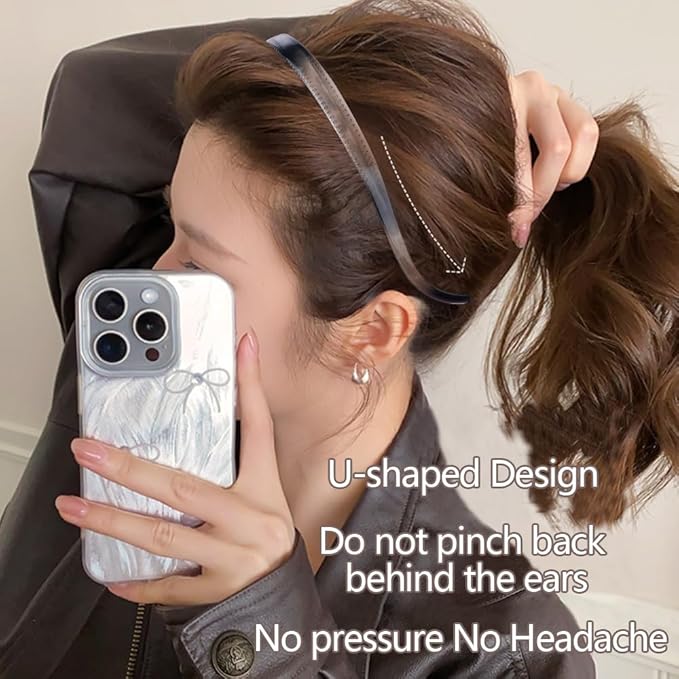 TOBATOBA Comfortable No Pressure Headbands for Glasses Wearers - Non Slip Square Sunglasses Headbands for Women & Girls, 6Pk