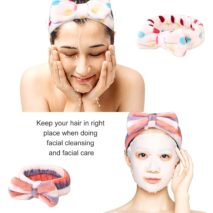 8 Pack Spa Headbands for Women, Soft Bow Skincare Headband for Washing Face, Skincare, Salon & Makeup, Bulk Spa Party Favors, Ideal Christmas Gifts or Stocking Stuffers for Teen Girls