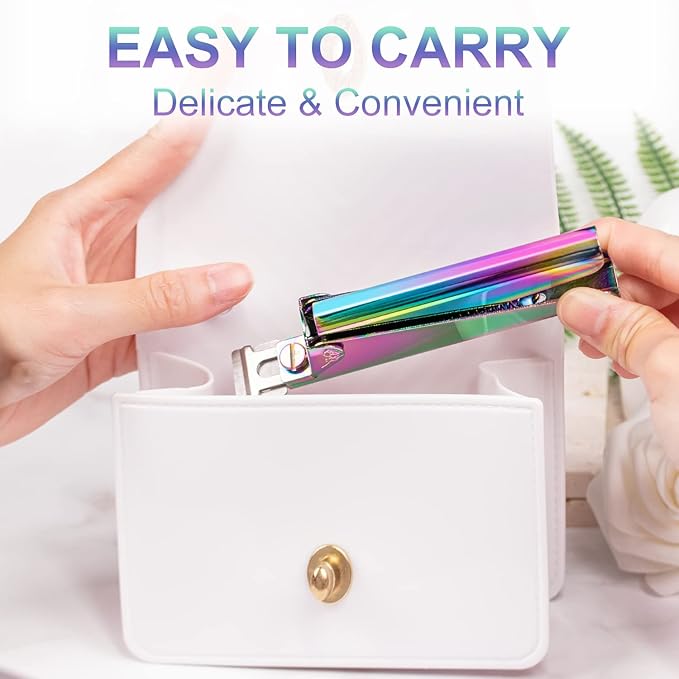 Chameleon Premium Nail Clippers with Magnets Sizers for Acrylic Nails, Artificial Fake Nail False Nail Tip Cutter Trimmer Manicure Pedicure Sharp Blade Clip Tool For Salon Home Art Beauty