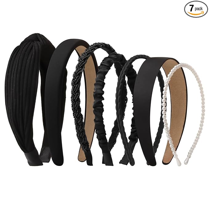 7pc Headbands for Women Trendy Girls Headbands Set, Non Slip Head Bands for Women's Hair Diademas Para Mujer De Moda