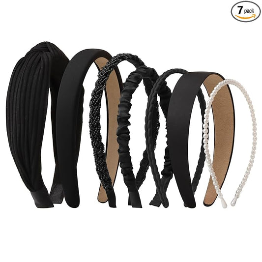 7pc Headbands for Women Trendy Girls Headbands Set, Non Slip Head Bands for Women's Hair Diademas Para Mujer De Moda