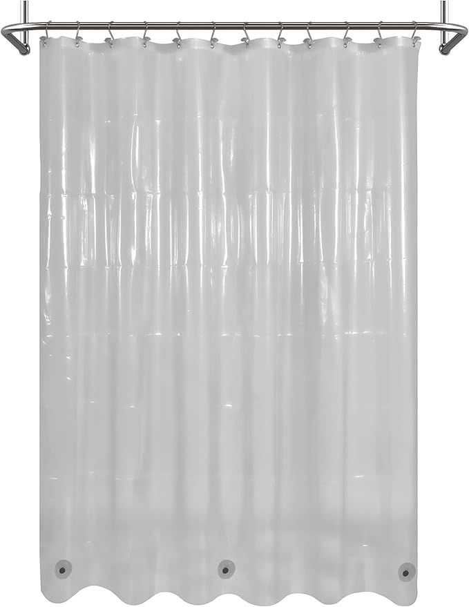 Mrs Awesome Clear Black Shower Curtain Liner with 3 Magnets, 72x72 Premium Flexible Sturdy Plastic Shower Curtain for Bathroom Lightweight & Waterproof, Clear Black