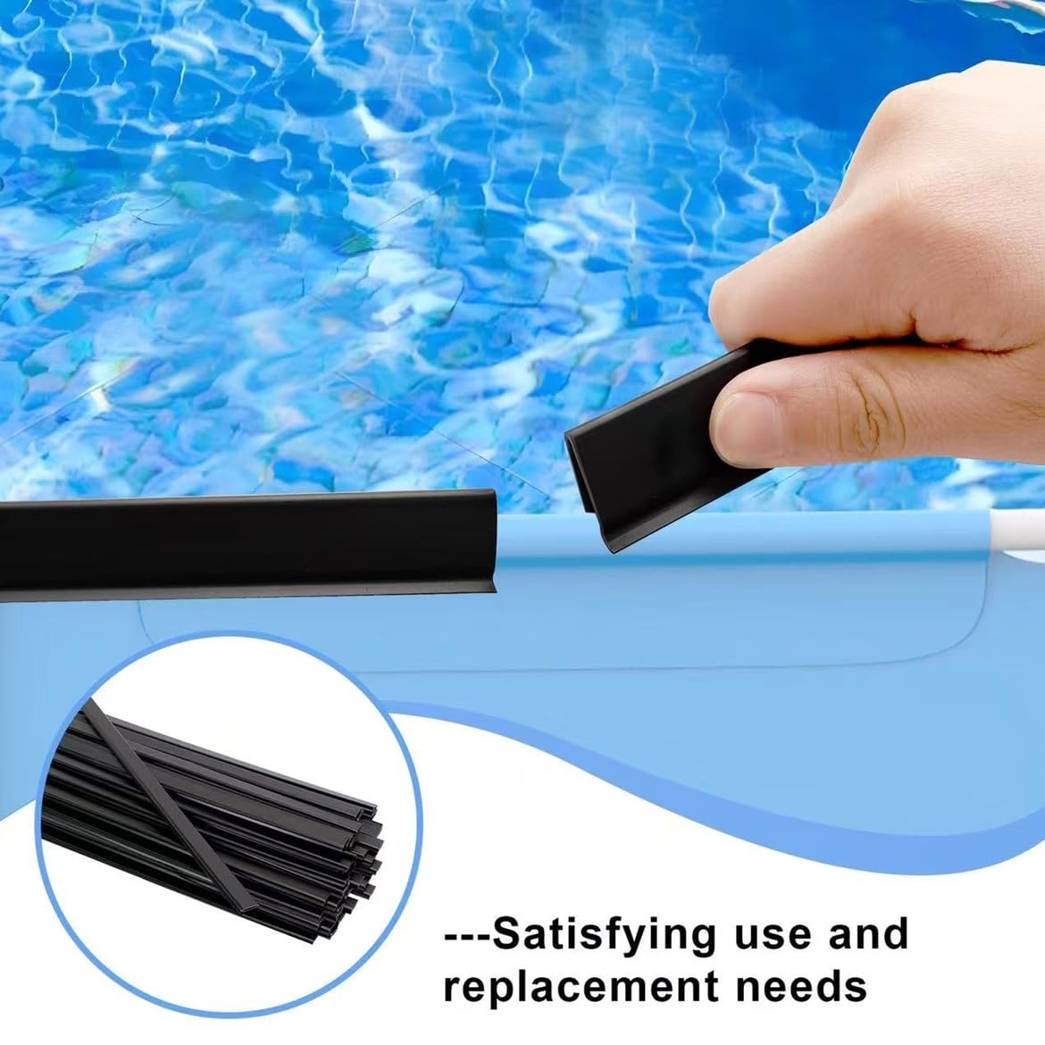 Svepndic 60PCS Pool Coping Strips for Overlap Above Ground Pool Liners, Pool Liner Lock Clips Replacement, Fits Up to 24ft Round, 12x24ft to 16x24ft Oval Pools