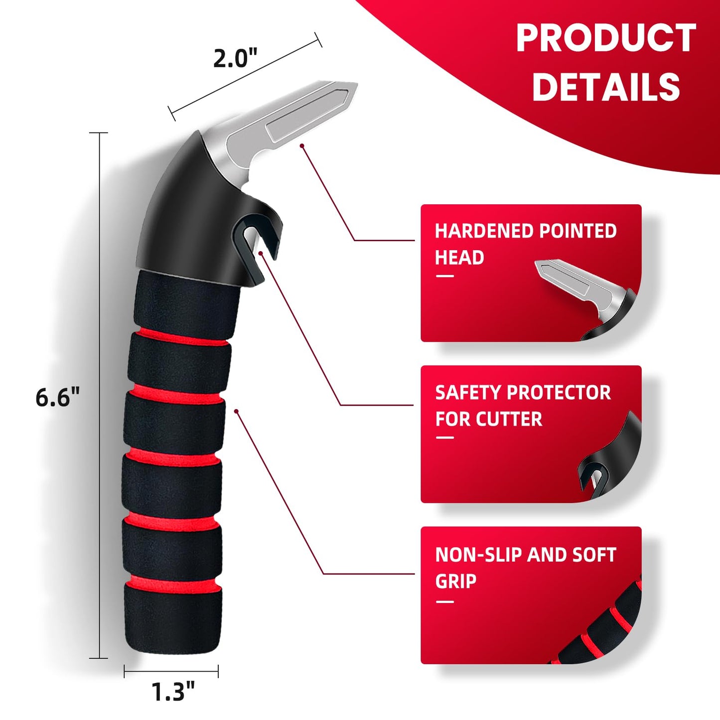 KOUNATSURI Car Handle Assist for Elderly Car Door Handle Multifunction Handle Car Door Latch Handle for Seniors and Handicapped(Red, Handle with Two Straps)