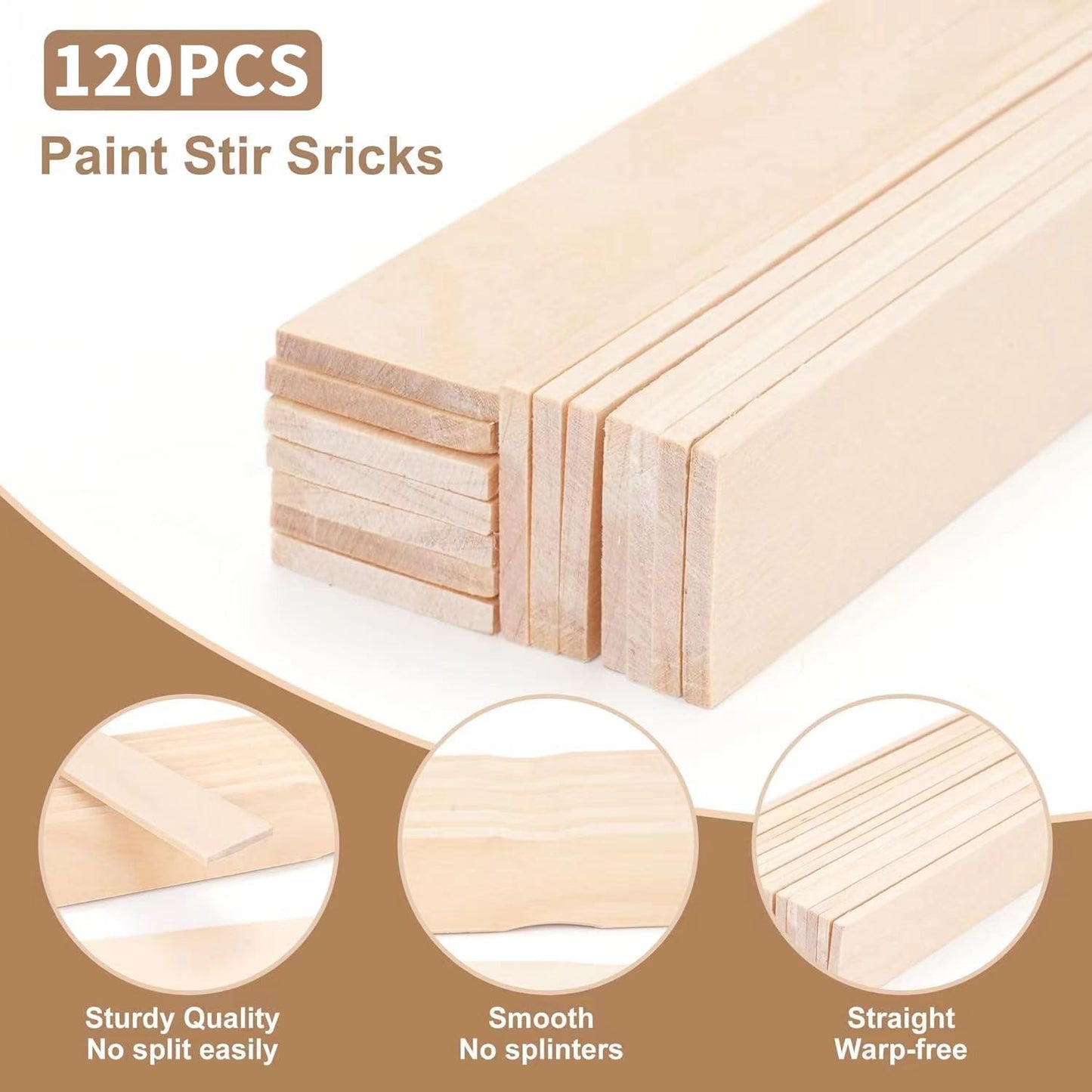 120 Pieces Paint Stir Sticks, 12 Inch Long Wooden Paint Stirrers for Mixing Paint, Paint Sticks for Library Markers or Garden Plant Labels, Mixing Sticks for DIY Craft Sticks