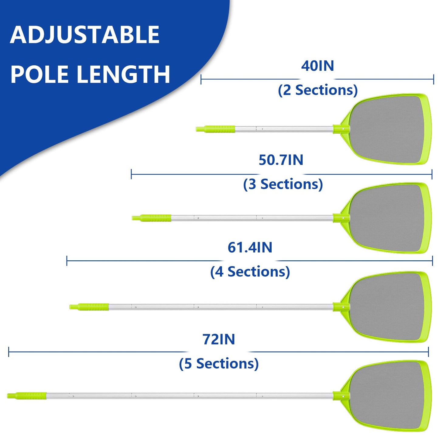 Sepetrel Pool Skimmer Net- Total Length 72 inches Rake with Pole,Accessories for Cleaning Inground/Above Ground Swimming Pool, Pond,Spa and Hot Tub Leaf Debris