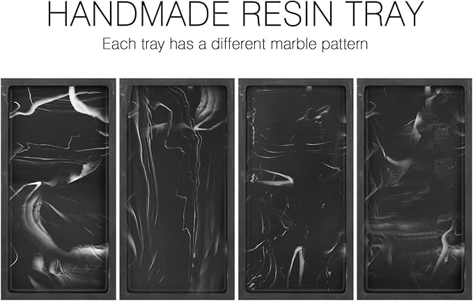 Luxspire Bathroom Vanity Tray, 8 x 4 inch Resin Dresser Jewelry Ring Dish Tank Storage Kitchen Sink Countertop Organizer Plate Holder for Perfume Soap Towel Bathroom Accessories, Mini, Ink Black
