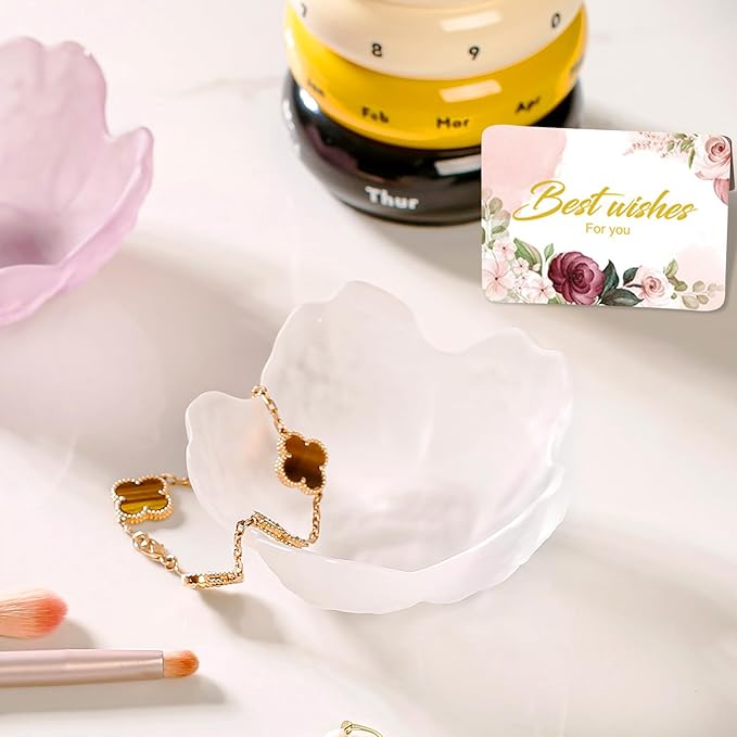 Gifts for Women Flower Jewelry Dish Ring Holder Jewellery Tray Vanity Organizer Room Decor Aesthetic Ring Holder Decorative Tray Trinket Dish Valentine's Engagement Birthday Gifts Stocking Stuffers