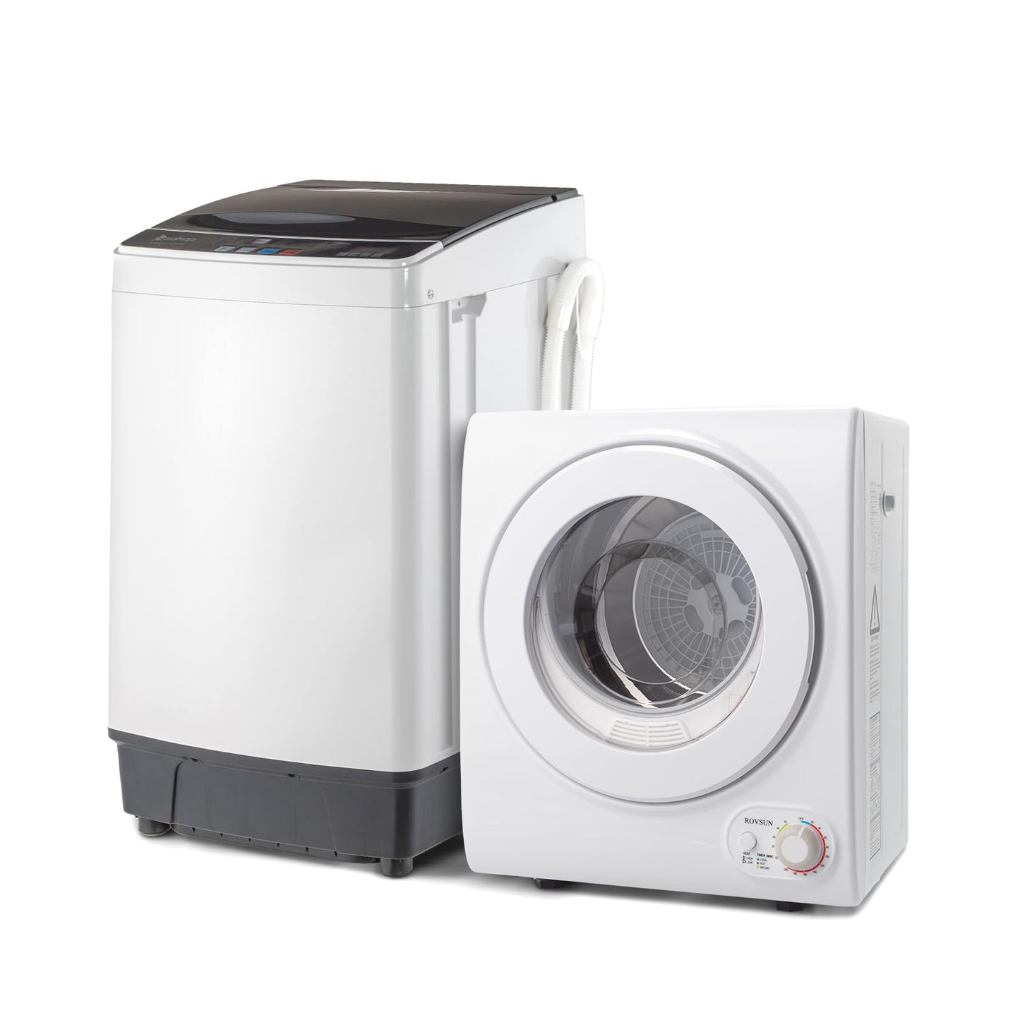 ROVSUN 1.5CuFt Portable Clothes Dryer and 17.6LBS Full-Automatic Washing Machine Set, Compact Laundry Washer and Dryer Combo Set with Stainless Steel Inner Tub, for Apartment, Dorms, Home